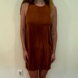 Burnt orange/ brown faux suede western dress
